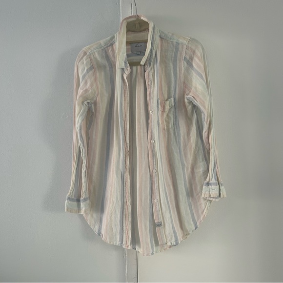 RAILS Rainbow Pastel Button down Cotton shirt szS - Picture 2 of 8